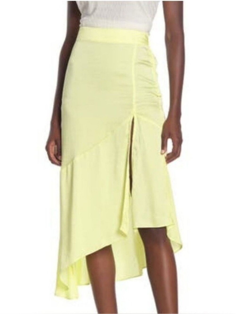 FREE PEOPLE Asymmetrical Lola Midi Skirt - Lemon Electric ** Size 6